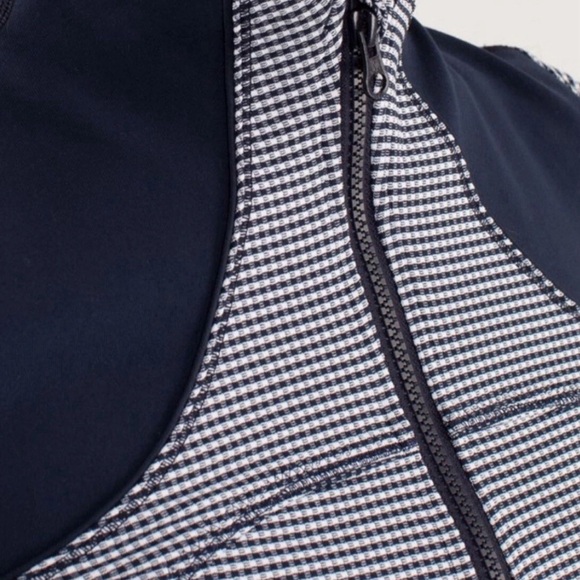 Lululemon Forme Jacket Gingham Blue Check Zip Front Size 2 - Picture 5 of 16